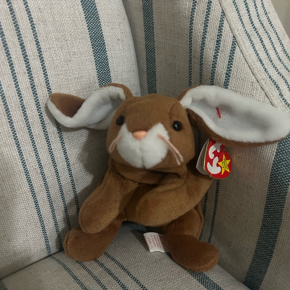 Ty Brown and White Plush Bunny